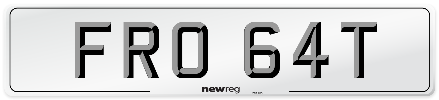 FRO 64T Number Plate from New Reg